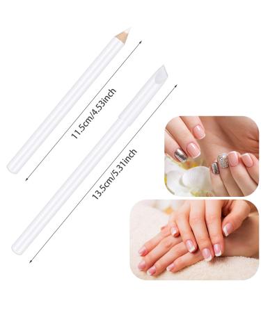 12-Piece White Nail Whitening Pencils with Cuticle Pusher - DIY French Nail Design Manicure Supplies - Buy Online on GoSupps.com