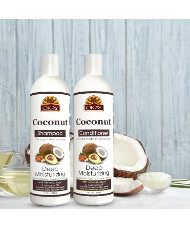 OKAY Coconut Hair Care Set - Deep Moisturizing Shampoo & Conditioner (2 x 12 Oz) | International Shipping - Buy Online on GoSupps.com