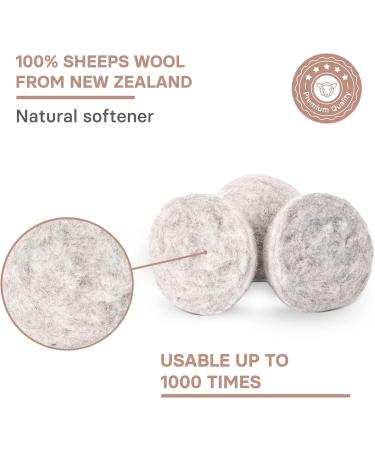 VALNEO 6 Grey Sheep Wool Dryer Balls - Natural Fabric Softener for Gentle, Time and Energy Saving Tumble Drying - Buy Online on GoSupps.com