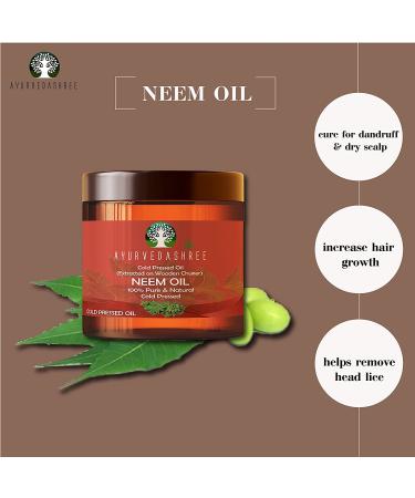 AYURVEDASHREE Cold Pressed Neem Oil 100 ML | Traditional Wooden Churner Extracted, 100% Pure & Natural - Buy Online on GoSupps.com