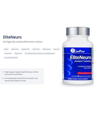 CanPrev - EliteNeuro Zembrin Sceletium 45 v-caps - Helps Support Cognitive Function in Adults - Helps Support Cognitive Performance Mental Focus and Concentration - Buy Online on GoSupps.com
