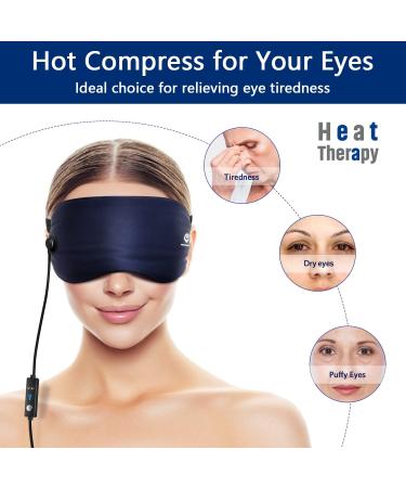 Heated Eye Mask for Dry Eyes - 100% Silk Sleep Mask with Adjustable Temp and USB Port for Puffy Eye Relief - Electric Dry Eye Relief Mask in Blue Color - Buy Online on GoSupps.com