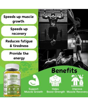 Creatine Monohydrate Gummies Creatine for Men & Women Chewable Creatine for Enhancing Focus and Endurance 5g Creatine per Serving Sugar-Free 120 Count 60 Count (Pack of 2) - Buy Online on GoSupps.com