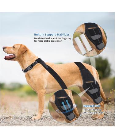 Adjustable Dog Knee Brace | Medium Black Pet Knee Pads for Joint Injury Recovery | Support Straps for Dogs - Buy Online on GoSupps.com