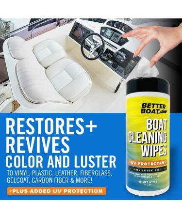Boat Cleaner Wipes with UV Protection - Marine, Car, & Boat Interior/Exterior Clean and Protect - 80 Wipes - Buy Online on GoSupps.com