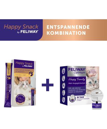 Happy Snack by Feliway for Cats | Natural Chicken Treats | 6 Sticks of 15g | Perfect for Special Moments & Troubling Times - Buy Online on GoSupps.com
