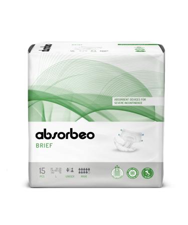 Absorbeo diaper maxi 15 pieces absorbent aid for severe bladder weakness absolute comfort total protection anti-Odour system fully breathable unisex size l l (15 pieces) maxi