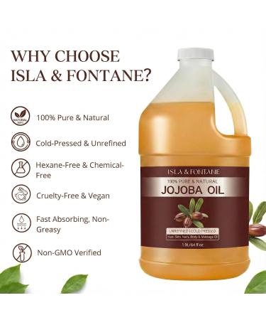 ISLA & FONTANE Jojoba Oil Set 64 Fl Oz (1.9L) | 100% Pure & Natural | Golden Unrefined Cold Pressed | Hexane-Free Carrier Oil for Skin Hair Face Nails & Body 64 Fl Oz (Pack of 1) - Buy Online on GoSupps.com