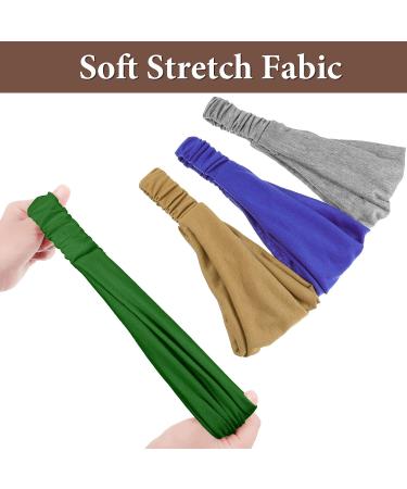 6 Pieces Women's Elastic Yoga Headbands - Sweat-Wicking Boho Hair Bands for Workout and Running - Black, Dark Blue, Light Grey, Khaki, Atrovirens, Wine Red - Buy Online on GoSupps.com