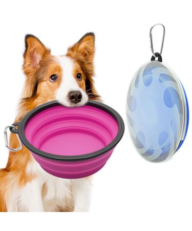 2 pieces of dog bowl foldable 1000 ml / 35 oz foldable dog crosesbar portable dog water futting bowl with closure pet-cat feeder for trips hiking (blue + purple) - Buy Online on GoSupps.com