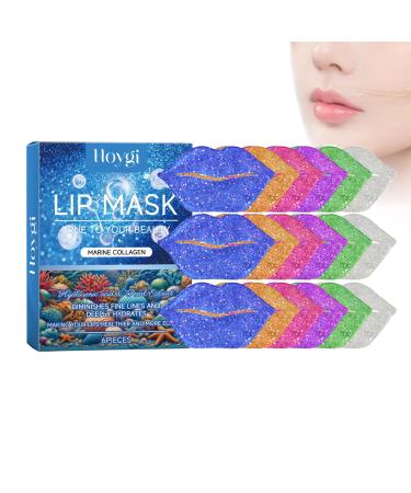 Collagen Lip Mask Pink Moisturizing Lip Patch Natural Collagen Lip Mask Overnight Anti-Aging And Anti-Chapped Reduce Lip Lines Under Lip Patches - Upgrade Lip Gel Pads (3pcs Blue) 3pcs Blue
