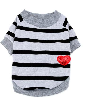 Zweitea Dog Shirts for Small Dogs - Summer Striped T-Shirt Soft Cotton Puppy Clothes Heart Sweatshirt for Chihuahuas Gray XL - Buy Online on GoSupps.com