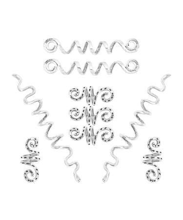 Sunnyclue 1 box 9 piece Spiral hair jewelry alloy lichter spiral spin screw pencil hair clip hair styling tools Viking spiral hair pearls rings for women braids decorations silver silver -colored