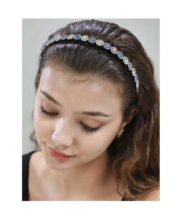 Wecoe 5pcs Non-Slip Fashion Headbands for Women & Girls - Crystal Rhinestone Hair Accessories in Pink, Purple, Silver, Blue - Fancy Comb Style with Teeth - Buy Online on GoSupps.com