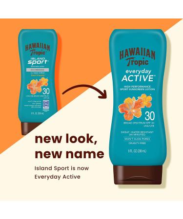 Hawaiian Tropic Island Sport Sunscreen SPF 30 - High Performance, Light Tropical Scent, 8 fl oz - Buy Online on GoSupps.com