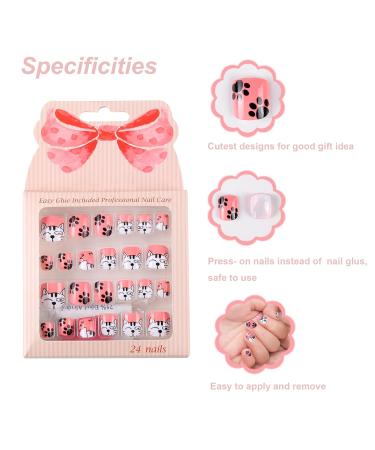 Kids Press On Nails | Colorful Glitter Fake Nails for Girls | Short Full Cover Adhesive Nail Tips | Pack of 24 | International Shipping - Buy Online on GoSupps.com