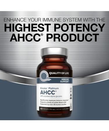 Kinoko Platinum AHCC 750 mg - 60 Vegicaps | Quality of Life Labs - Immune Support - Buy Online on GoSupps.com
