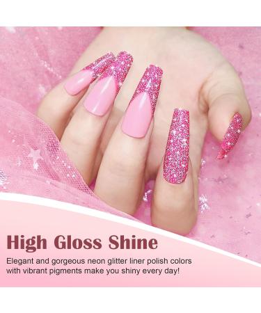 Kredioo Reflective Glitter Gel Nail Polish Gel Liner Nail Art Polish Sparkle Flash Diamond Painted 12 Colors UV Lamp Cured Soak-off Polish Golden Pink Silver Neon DIY Home Salon Manicure Gel Glitter Gel Liner 12 - Buy Online on GoSupps.com