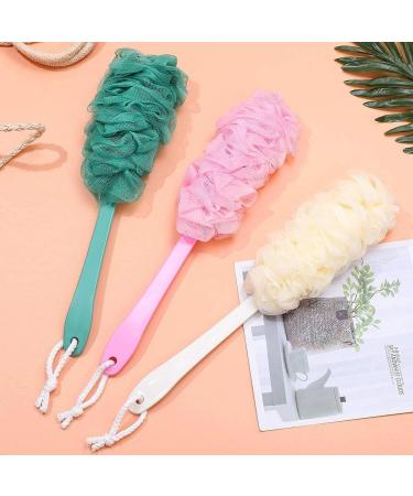 Pack of 3 Shower Sponges with Handles - Dual-Sided Bath Scrubbers & Back Brushes for Men and Women | Perfect Bathroom Accessories - Buy Online on GoSupps.com
