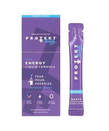 Protekt Zero Sugar Energy Drinks - Keto Energy Drink Natural Mix Liquid Vitamin B Drink Organic Caffeine Drinks Energy Drink Zero Sugar - Grape Energy Packets by Mark Healey Pack of 10 Grape 0.4 Ounce (Pack of 10)
