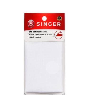SINGER 00097 Iron-On Mending Fabric, Fabric Patch For Mending ClothesWhite One-Pack