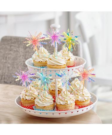 Dohia Fringe Happy Birthday Cake Toppers Foil Firework Cupcake Toppers Sparkle Tinsel Drink Stirrers Flowers Cake Decoration Cocktail Food Fruit Toothpick for Cake Decoration Party D2-YHDGZS - Buy Online on GoSupps.com