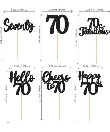 36Pcs Black 70th Birthday Cupcake Toppers Cheers to 70 Seventy Cupcake Picks Happy 70th 70 Fabulous Cupcake Topper for 70th Birthday Wedding Anniversary Party Cake Decorations Supplies - Buy Online on GoSupps.com