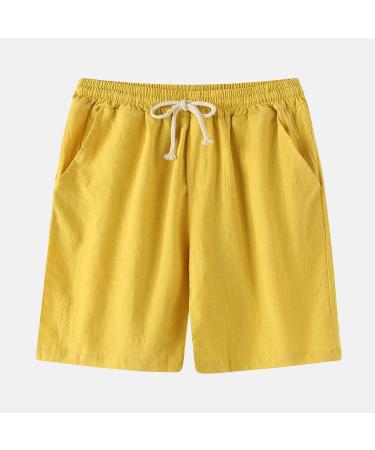 Loyalt Men's Casual Solid Yellow Linen Shorts - Large Size - Buy Online on GoSupps.com