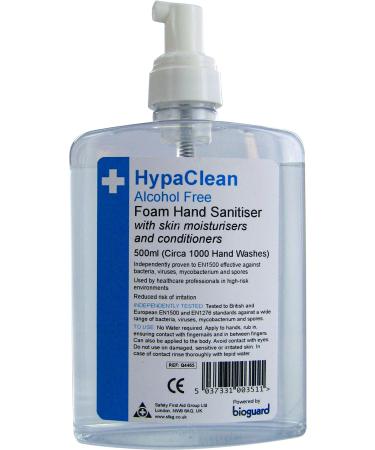 Safety First Aid Group HypaClean Alcohol Free Foam Hand Sanitiser (500 ml) 500 ml (Pack of 1)