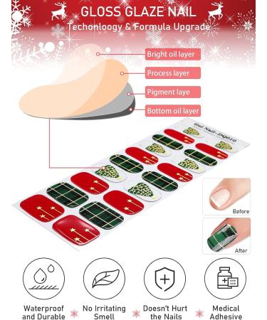 EBANKU Christmas Tree Nail Adhesive Wrap 20PCS - Gel Nail Polish Stickers Self-Adhesive Full Wraps (UV/LED Lamp Required) - Buy Online on GoSupps.com