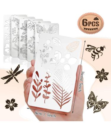 6 Pcs Mixed Letter Number Metal Stencils - Plant Style | Stainless Steel Templates for Wood Carving, Drawing, Engraving | DIY Craft Supplies - Buy Online on GoSupps.com