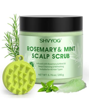 SHVYOG Scalp Scrub Rosemary Scalp Exfoliator Scalp Exfoliator Scrub for Build Up Hair Exfoliate Scrub for Scalp Hair Treatment Nourishing Detox Hair Care with Scalp Massager 6.76 oz