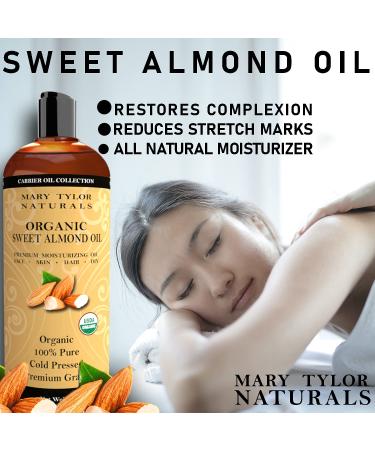Mary Tylor Naturals Cold Pressed USDA Organic Sweet Almond Oil 16 oz - Premium Grade, 100% Pure - Buy Online on GoSupps.com