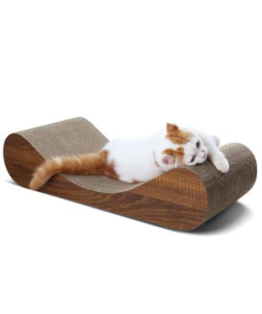 FluffyDream Bone Cat Scratcher Cardboard Lounge Bed Wood