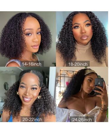 4GIRL4EVER Curly V-Part Human Hair Wig for Black Women - 14 Inch Upgrade Glueless U-Part Kinky Curly Wig 180% Density - Natural Black - Buy Online on GoSupps.com