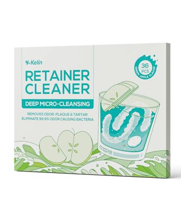 Y-kelin Retainer Cleaning Tablets-36 Tablets Retainer Cleaner 1 Month Supply-New Formulation Apple Flavor Denture Mouth Guard Cleaner(Apple) Apple 36 Count (Pack of 1)