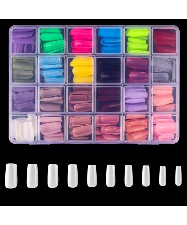 576Pcs Square Press on Nails  Press On Nails Short Full Cover Nail Colorful Solid False Nail Acrylic Nails for Women Nail Salon Art DIY ( 24 Color)