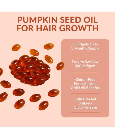 Pumpkin Seed Oil Capsules 2 in 1 Pumpkin Seed Oil with Saw Palmetto for Hair Growth 3000mg Per Serving Cold Pressed Supports Hair Heart Skin Supplement Non-GMO Gluten Free 300 Softgels - Buy Online on GoSupps.com