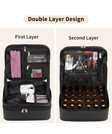 Ethereal Double Layer Nail Polish Organizer Bag | Hold 30 Bottles | Portable Travel Case in Black - Buy Online on GoSupps.com