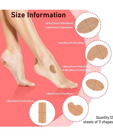 Moleskin Strips for Blister Prevention - 12 Sheets, 11 Shapes - Adhesive Mole Skin Tape for Feet & Shoes - Buy Online on GoSupps.com