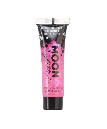 Iridescent Chunky Face & Body Glitter Gel by Moon Glitter - Pink - Cosmetic Festival Glitter Face Paint for Face Body Hair Nails - 12ml - Buy Online on GoSupps.com