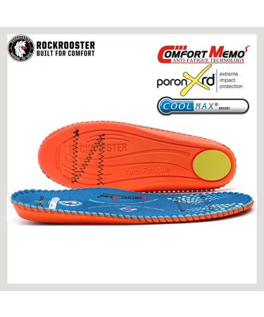 ROCKROOSTER Anti-Fatigue Arch Support Insoles - Blue, 10-10.5 M US - Buy Online on GoSupps.com