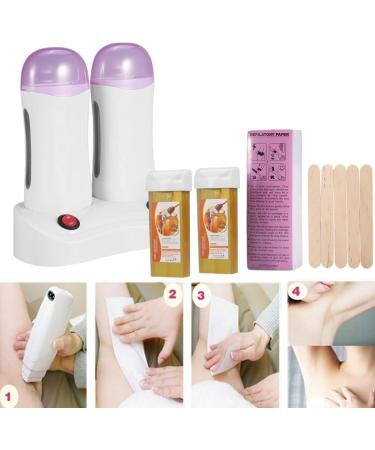 Premium Wax Epilation Set | Double Roll-On Heater Warm Wax Spatula & Paper Strips | Ideal for Smooth Hair-Free Skin - Buy Online on GoSupps.com