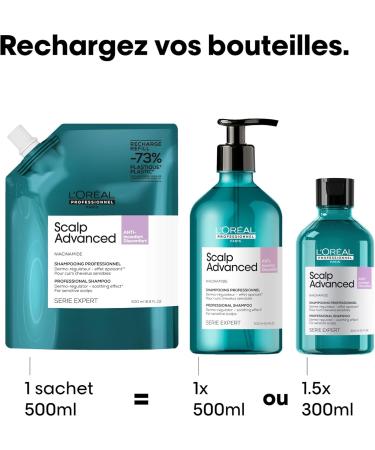 L'Or al Professionnel Anti-Discomfort & Itching Shampoo Refill +83% Scalp Soothing and +49% Hydration Dermo-Regulating Care Sensitive Scalp Silicone-Free 500ml - Buy Online on GoSupps.com