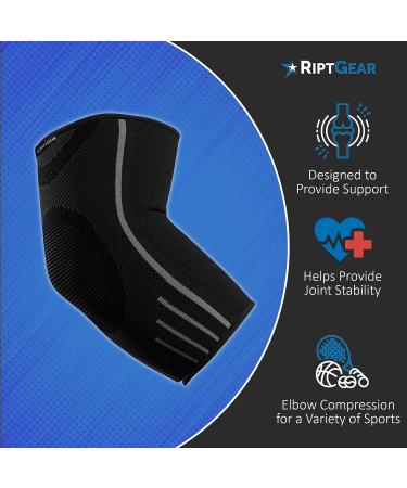 RiptGear Elbow Brace for Tendonitis, Tennis & Golfers Elbow - Large Black Compression Sleeve for Men and Women (1 Pack) - Buy Online on GoSupps.com