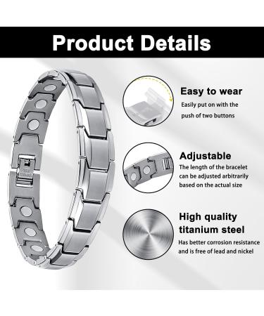 DGUSO Men's Magnetic Bracelet - Titan Steel Adjustable Jewelry with Gift Box | Stylish Magnetic Hard Band & Ring Set - Buy Online on GoSupps.com