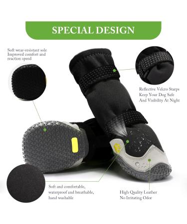 AQH Dog Shoes - Breathable 4-Piece Boot Set with Reflective Straps | Microfiber Leather & Rubber Sole for Paw Protection (Size C: 3.8-4.2 cm) - Buy Online on GoSupps.com