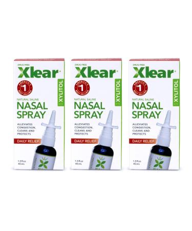 Xlear Natural Saline Nasal Spray with Xylitol, 1.5 fl oz (Pack of 3) 1.5 Fl Oz (Pack of 3) Standard Packaging