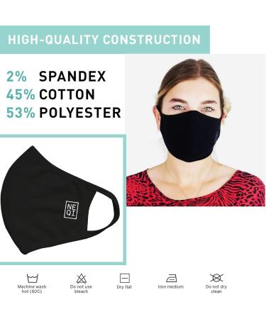 Neqi Mundschutz Masks Black - Pack of 3 Reusable Adult Masks (Size M-L) | International Shipping Available - Buy Online on GoSupps.com