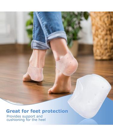 4 Pairs Gel Heel Protectors for Plantar Fasciitis & Heel Pain Relief - Breathable Cushion Sleeves for Cracked Heels (White & Black) - Buy Online on GoSupps.com